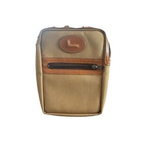 Lancel Paris Unisex Tan Nylon Clutch Travel Bag Vintage Rare